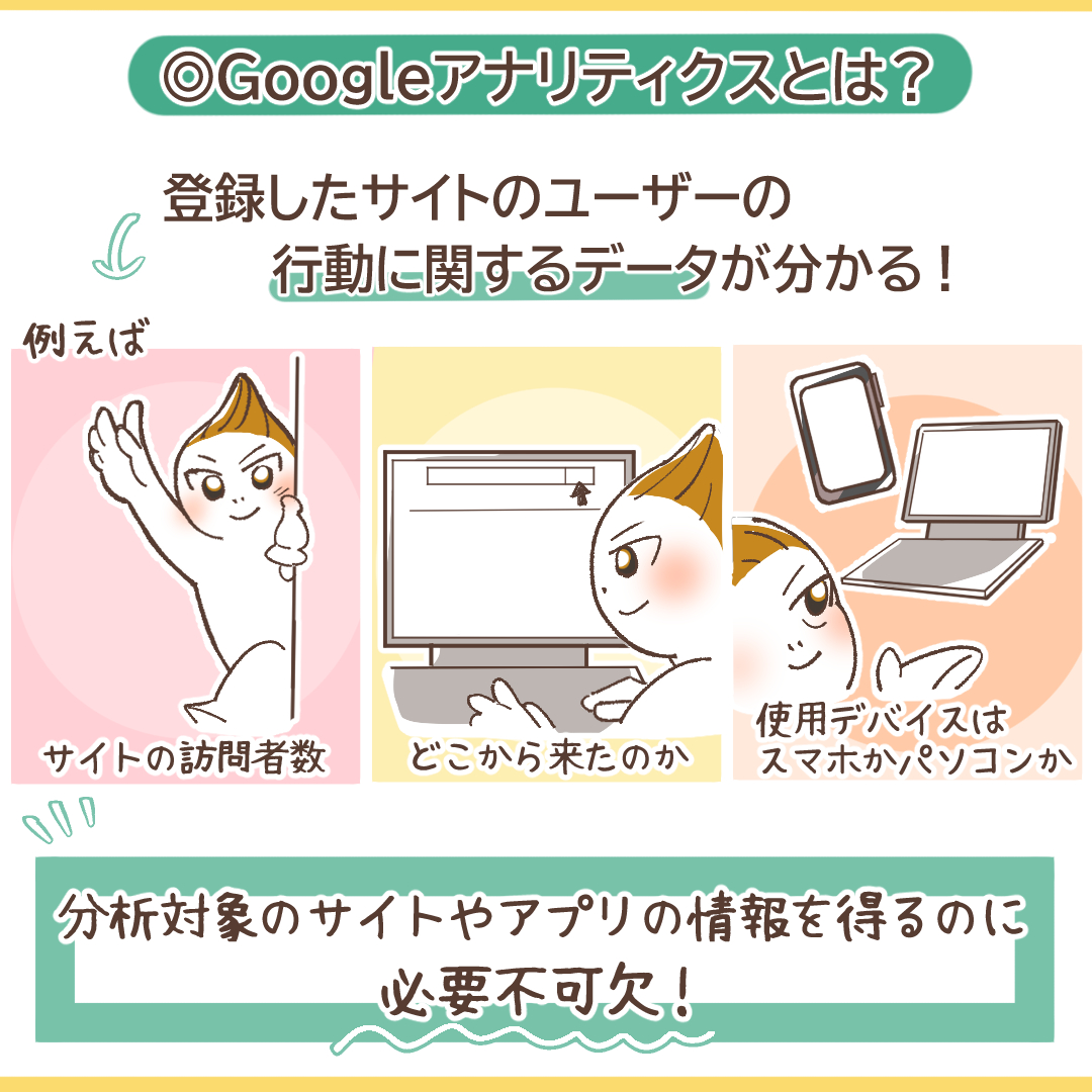 Googleアナリティクスのロゴと分析画面のイメージ