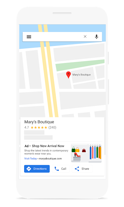 ローカルキャンペーンのマップ広告表示例