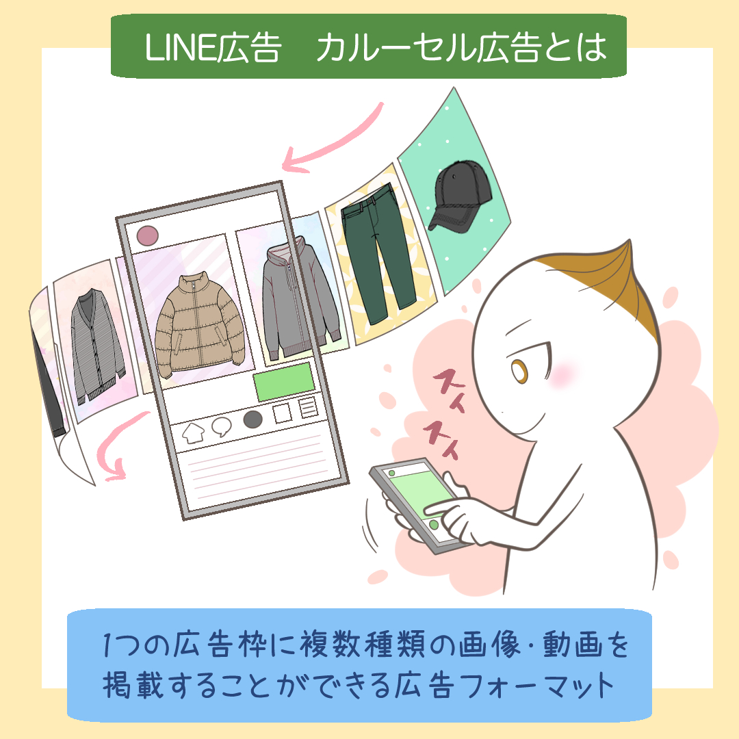 LINEカルーセル広告の概要を示すイラスト