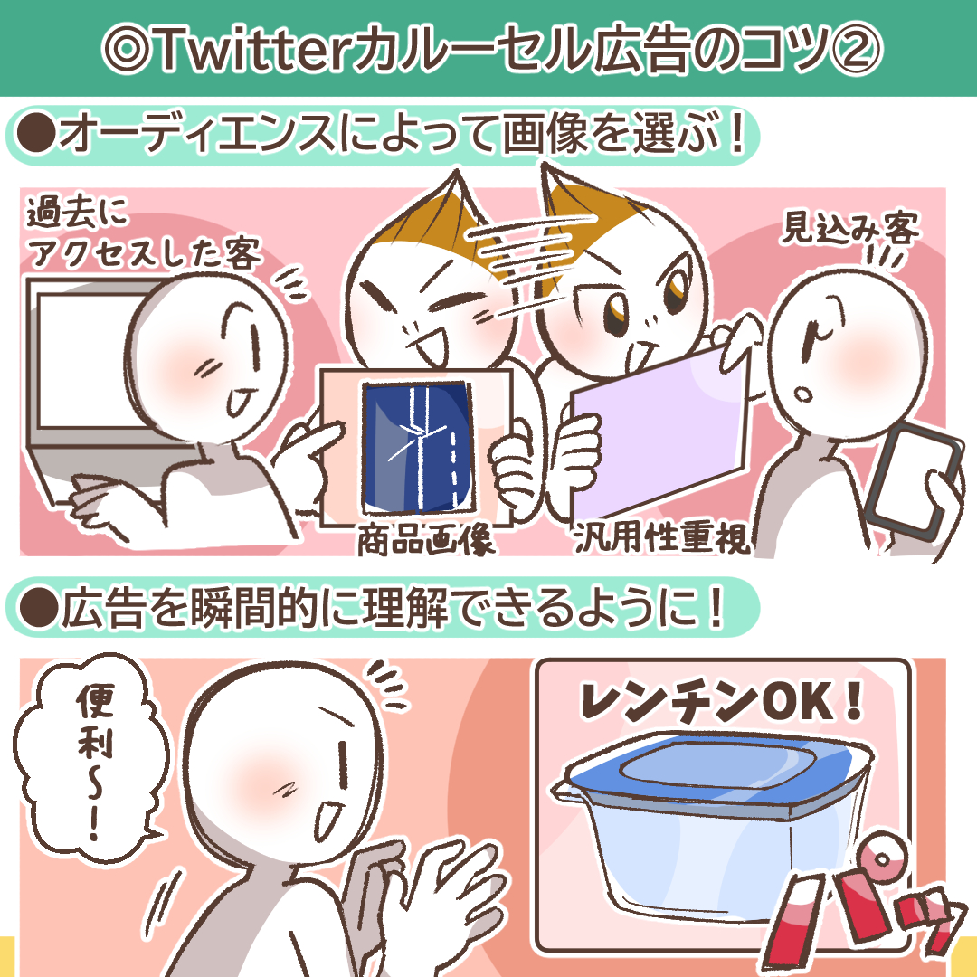 ターゲットオーディエンスに合わせた画像選定を解説するイラスト