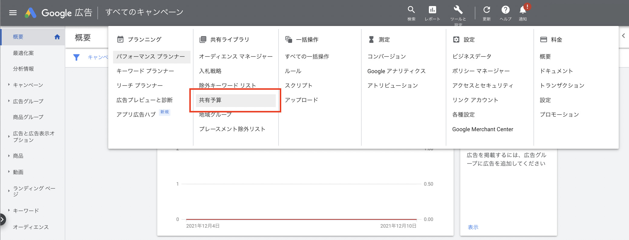 共有ライブラリから共有予算を選択