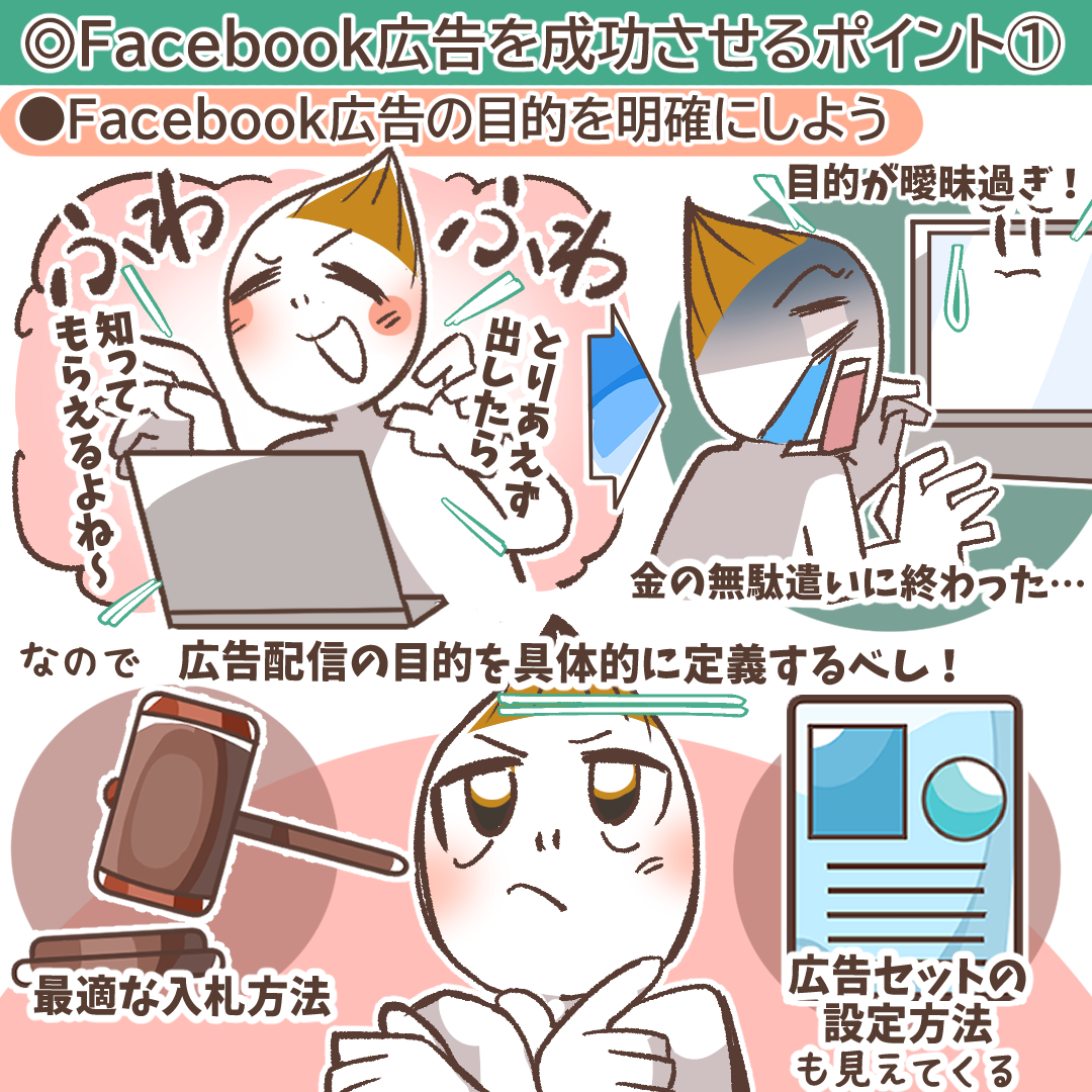 広告の目的を明確にすることの重要性を示すイラスト