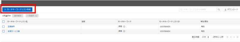 サーチキーワードリスト作成ボタン