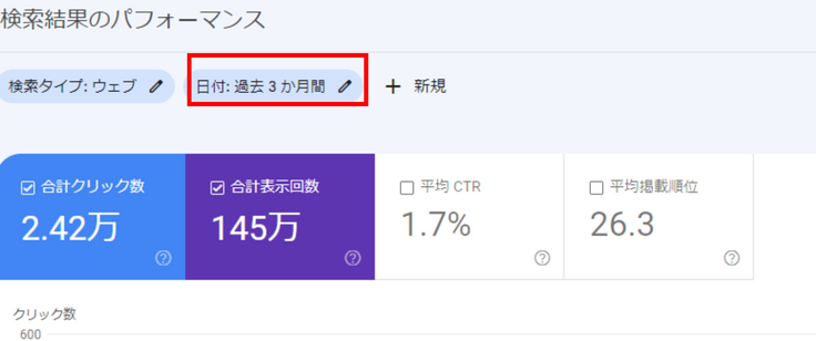 期間フィルタの設定