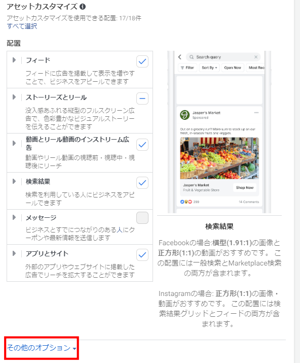 配置オプションの詳細
