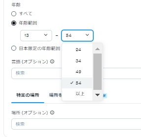 年齢設定の詳細画面