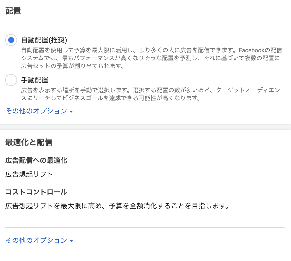 Meta広告の広告セット設定画面3