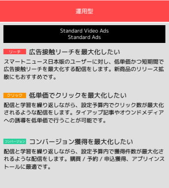 SmartNews広告のキャンペーン目的設定画面